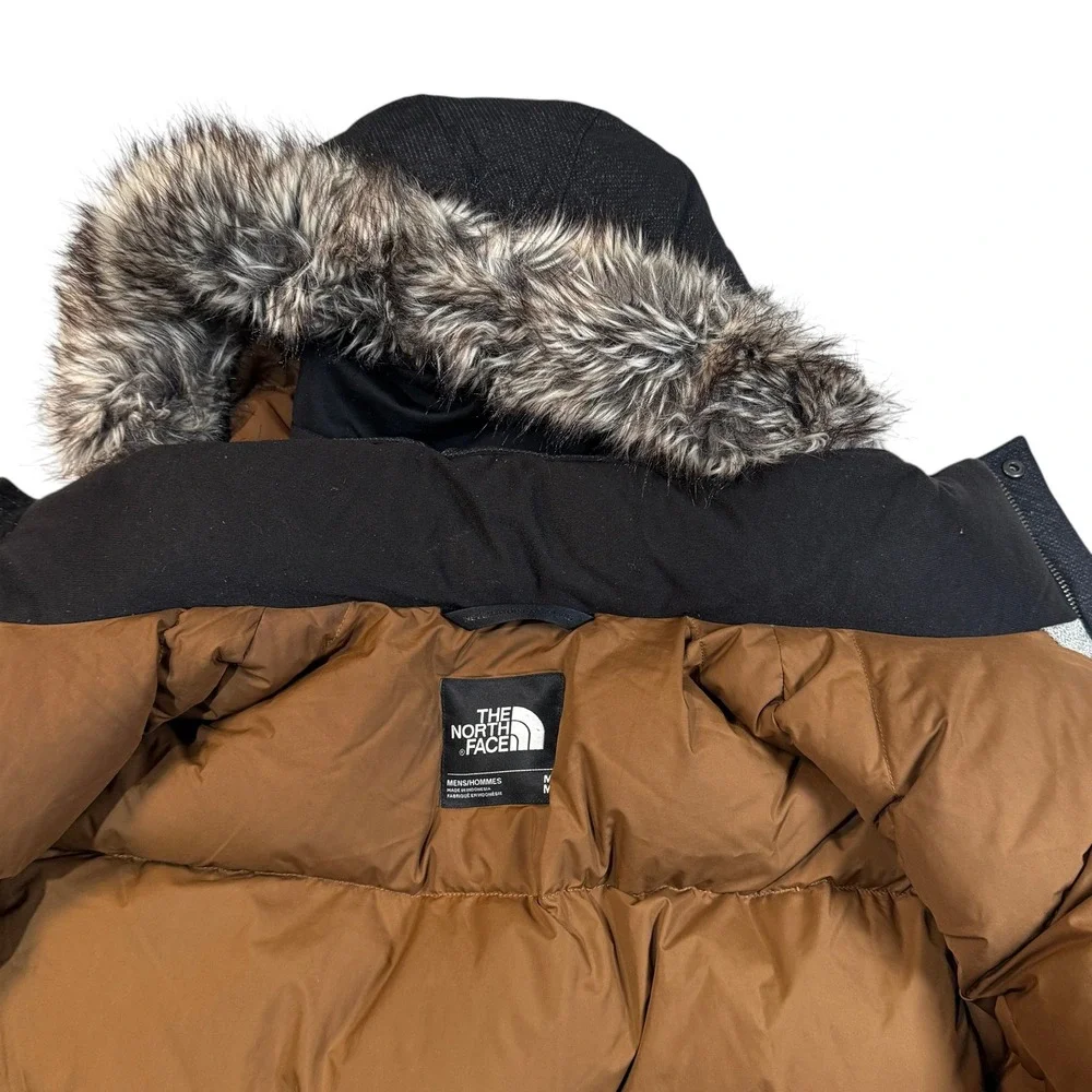 The North Face McMurdo Parka Mens Medium Grey Black Down Fur Hood Jacket